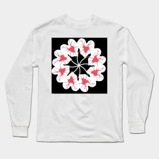 White and Red Kaleidoscope Caladium Leaves Long Sleeve T-Shirt